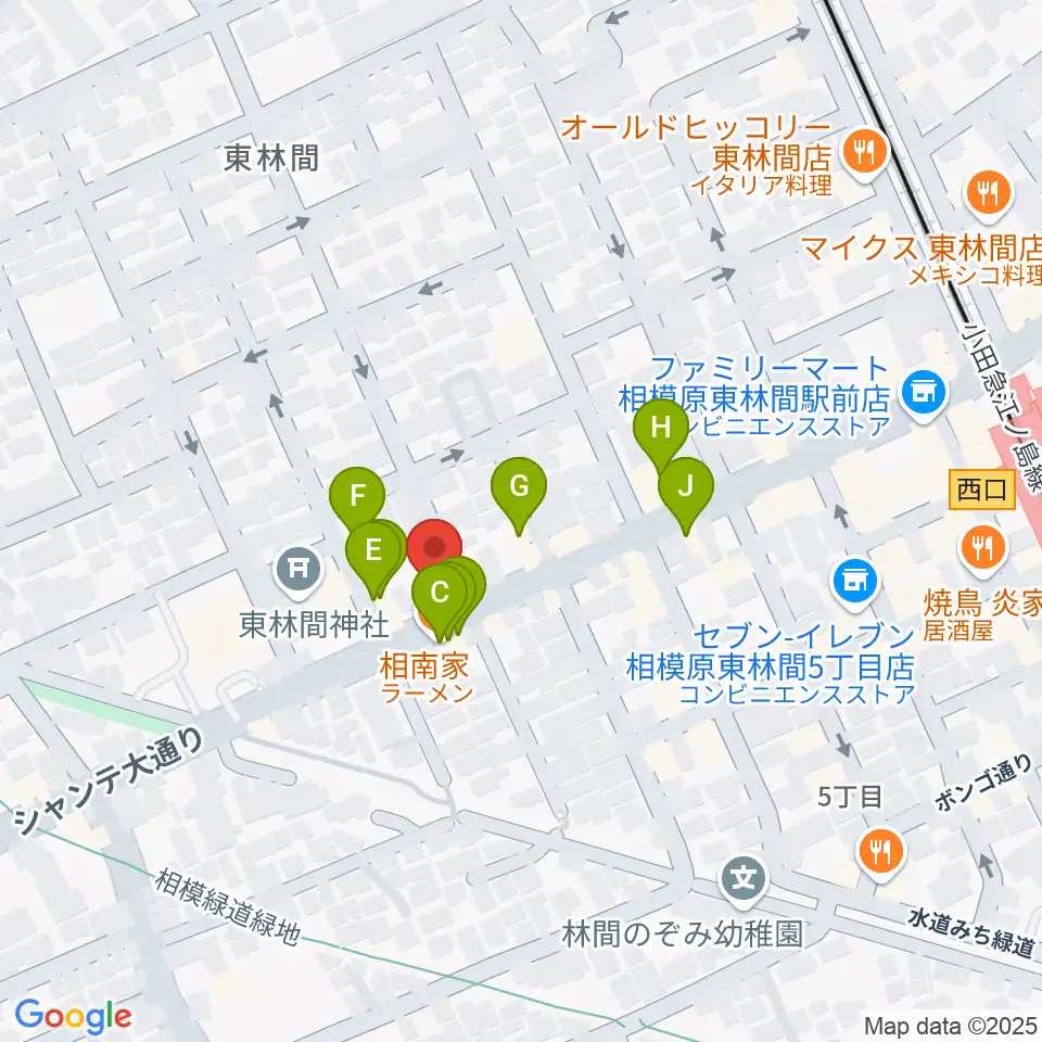 VSPピアノ工房周辺のファミレス・ファーストフード一覧地図