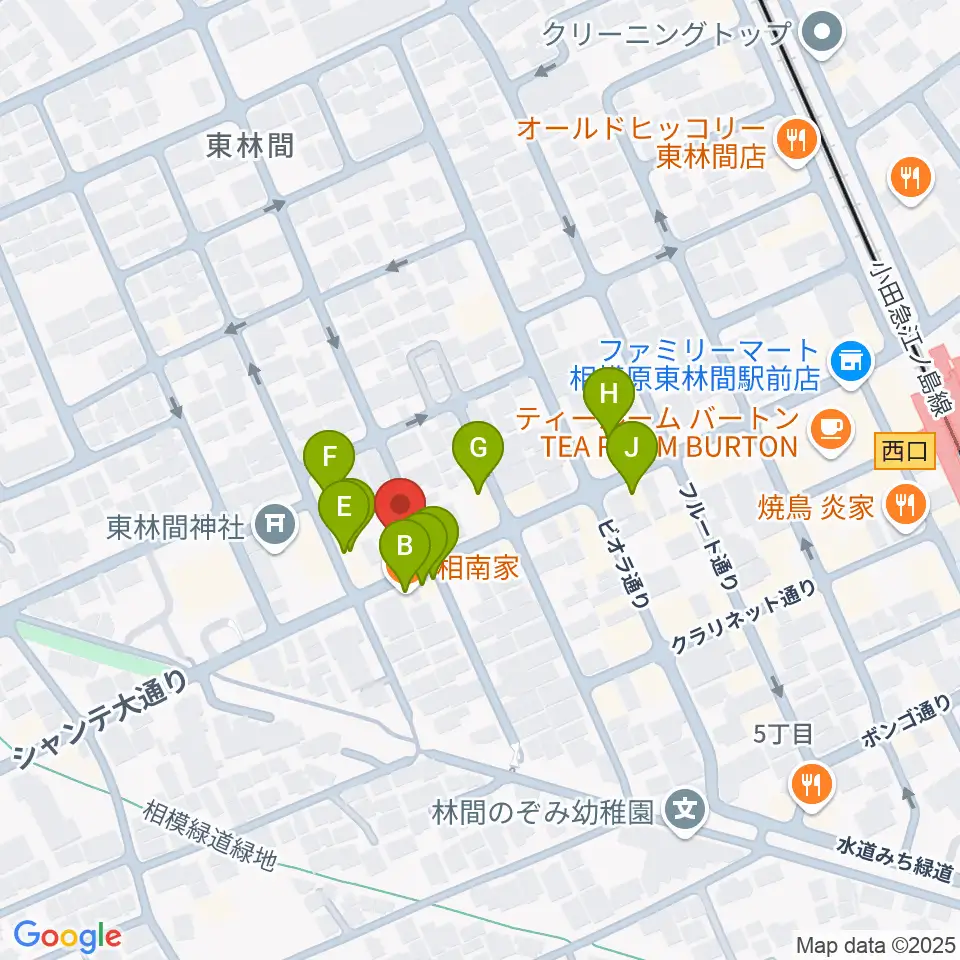 VSPピアノ工房周辺のファミレス・ファーストフード一覧地図