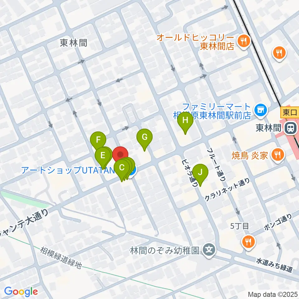 VSPピアノ工房周辺のファミレス・ファーストフード一覧地図