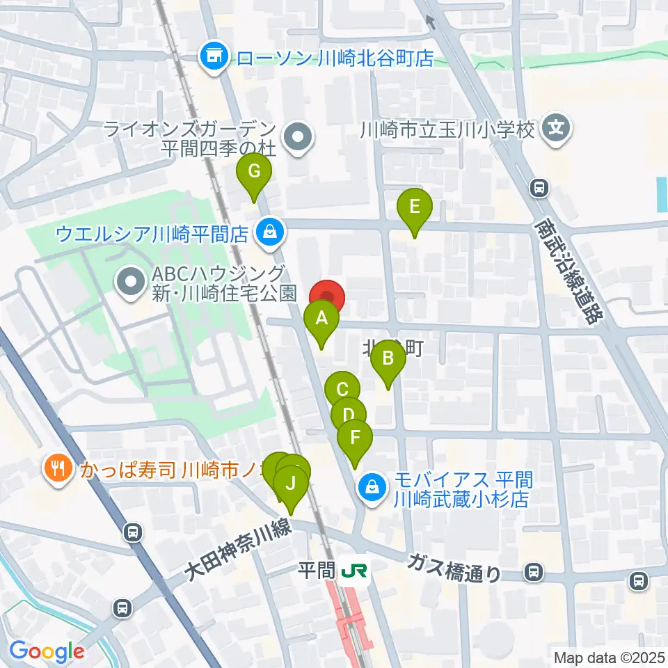 アルテミュージックスクール周辺のファミレス・ファーストフード一覧地図