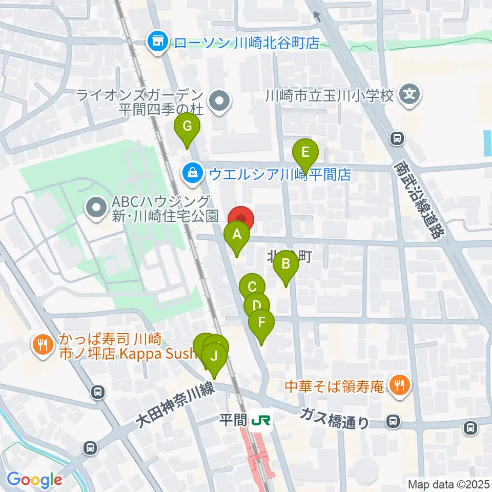 アルテミュージックスクール周辺のファミレス・ファーストフード一覧地図