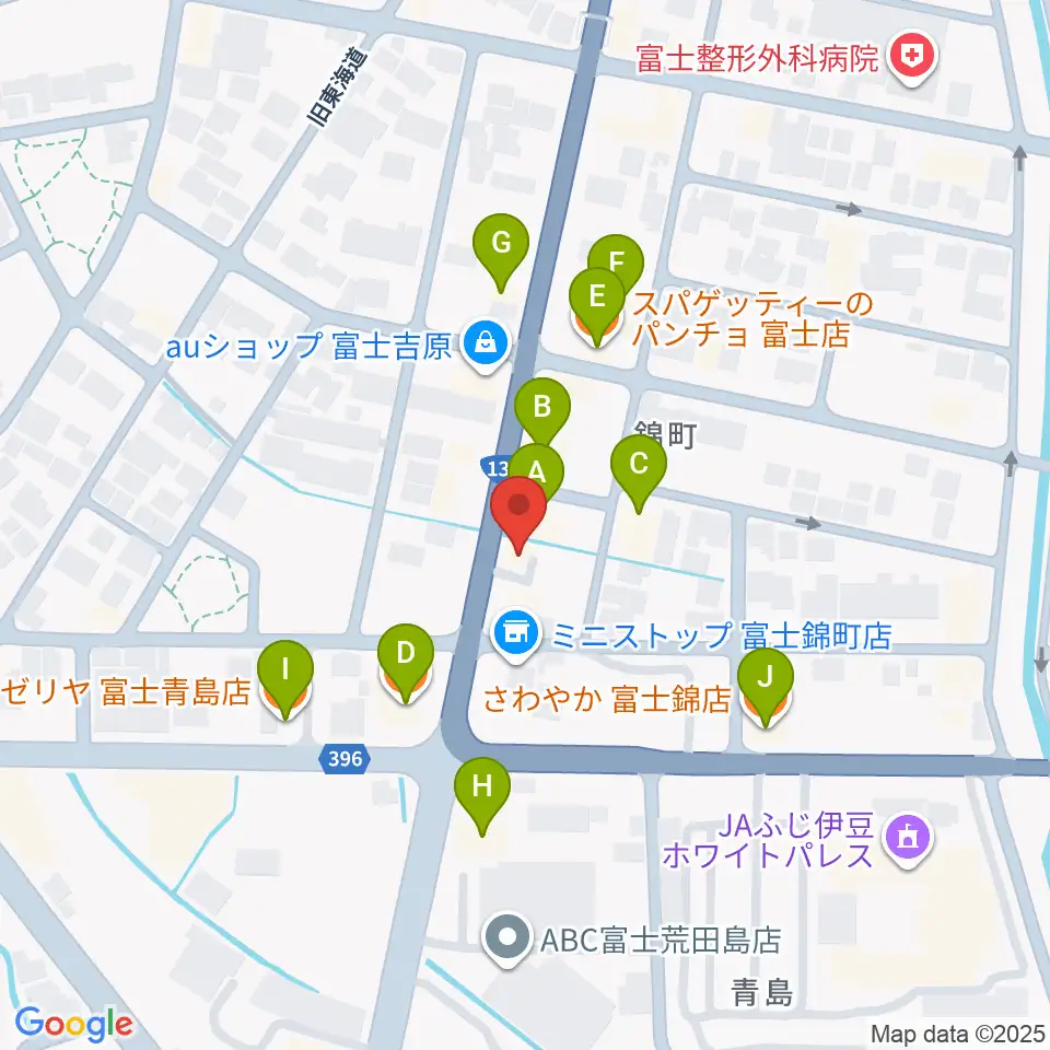 かやはら音楽教室周辺のファミレス・ファーストフード一覧地図