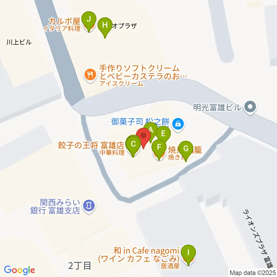 サンシャインギター周辺のファミレス・ファーストフード一覧地図