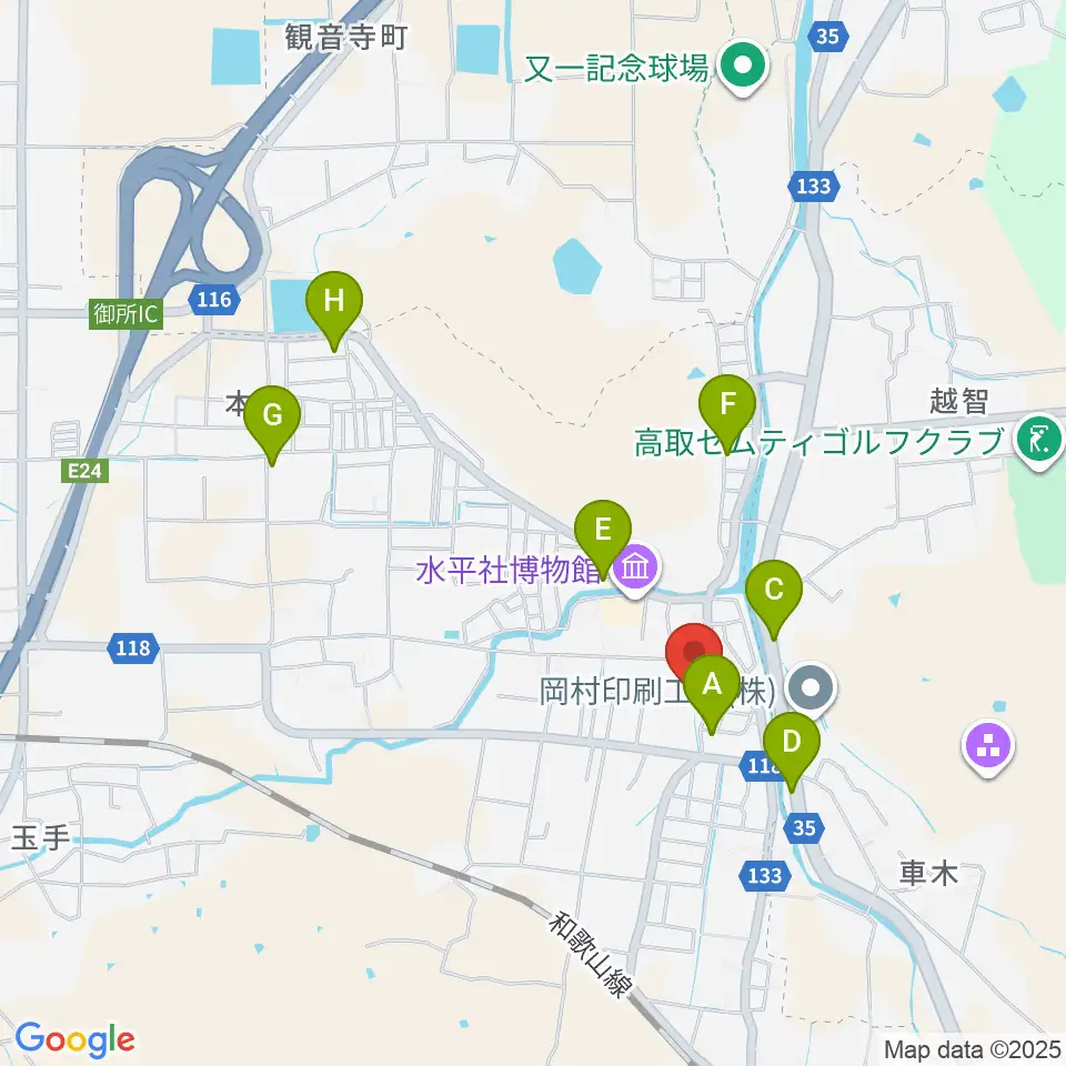 丸山ギター工房 クラフトM周辺のファミレス・ファーストフード一覧地図