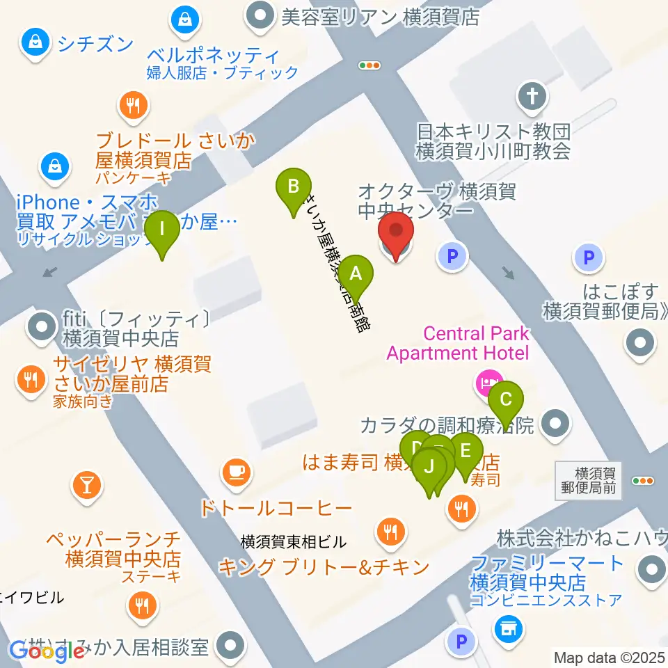 オクターヴ 横須賀中央センター周辺のファミレス・ファーストフード一覧地図