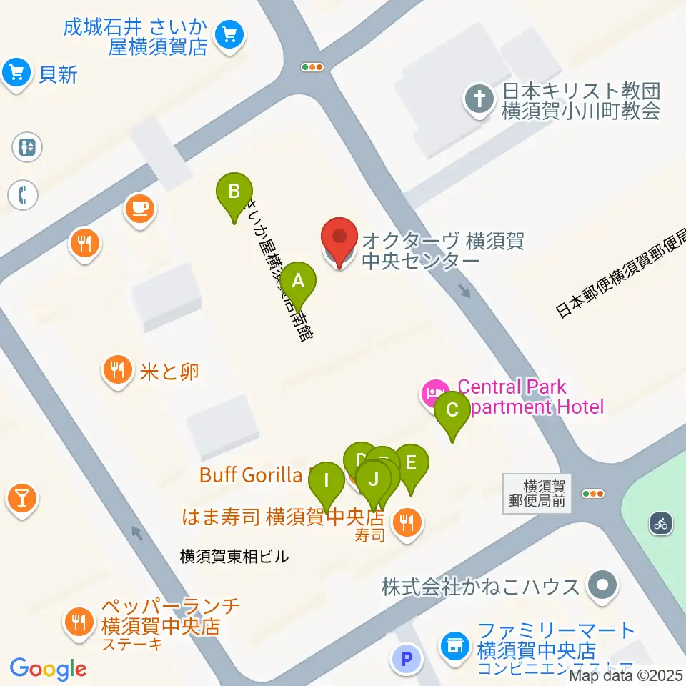 オクターヴ 横須賀中央センター周辺のファミレス・ファーストフード一覧地図