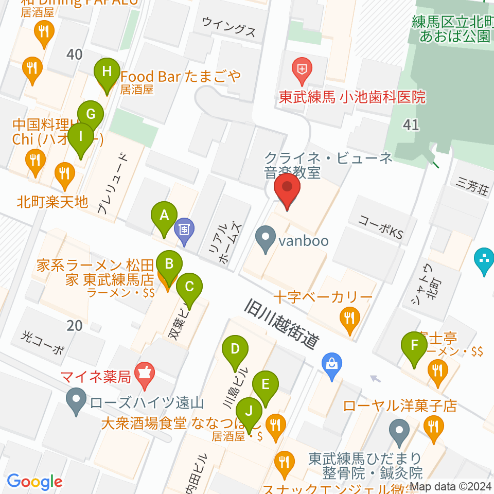 クライネ・ビューネ音楽教室周辺のファミレス・ファーストフード一覧地図