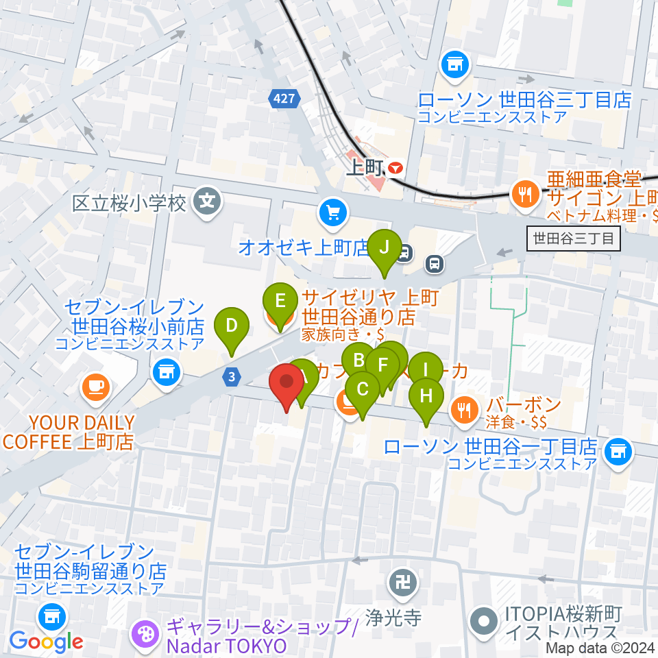 サミー音楽アカデミー周辺のファミレス・ファーストフード一覧地図