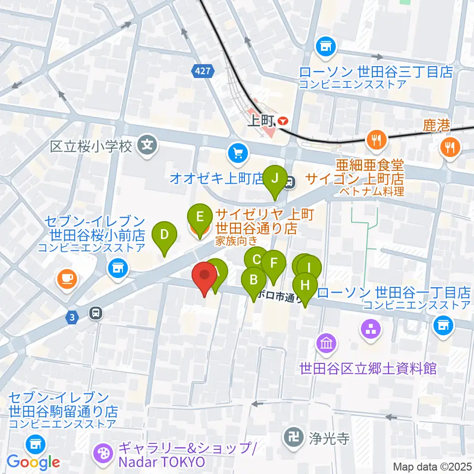 サミー音楽アカデミー周辺のファミレス・ファーストフード一覧地図