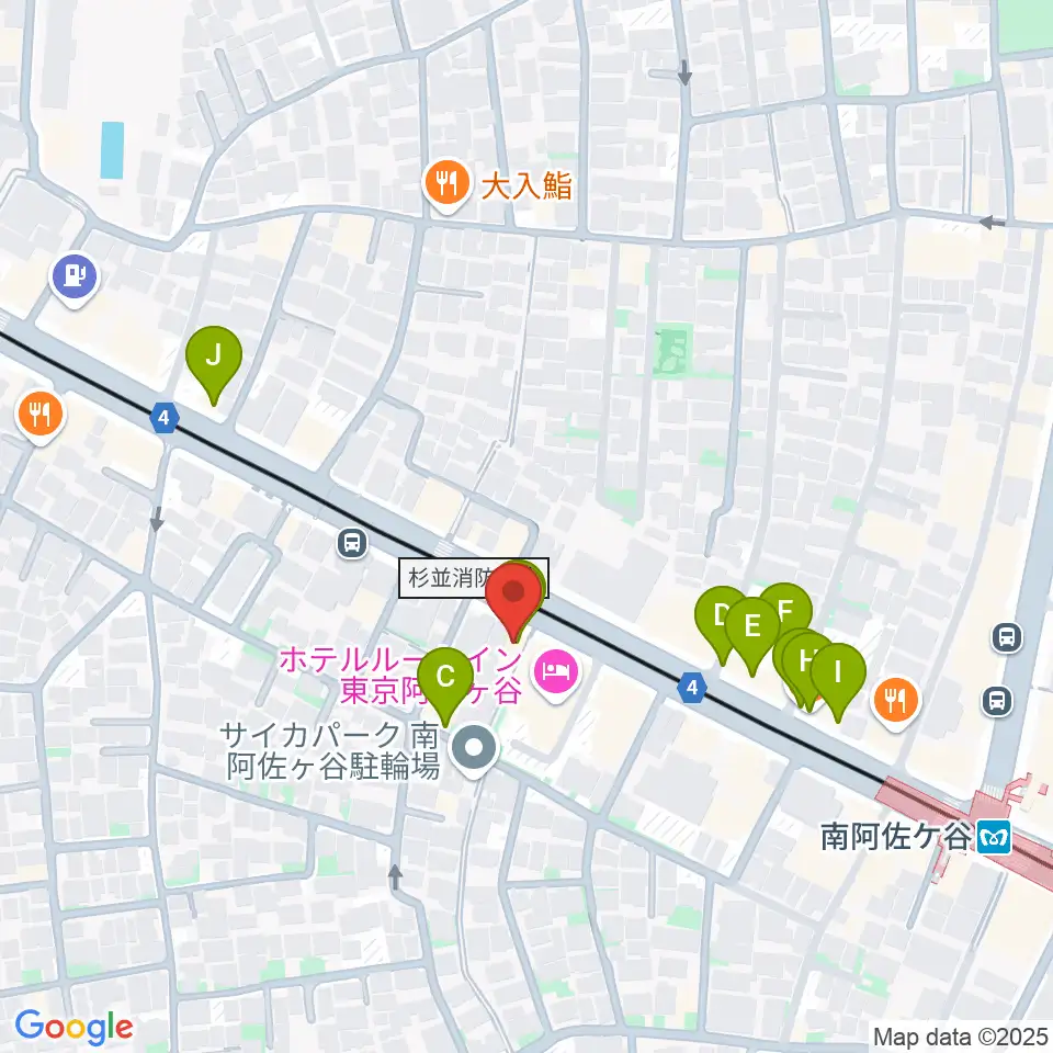 あさがやドラム周辺のファミレス・ファーストフード一覧地図