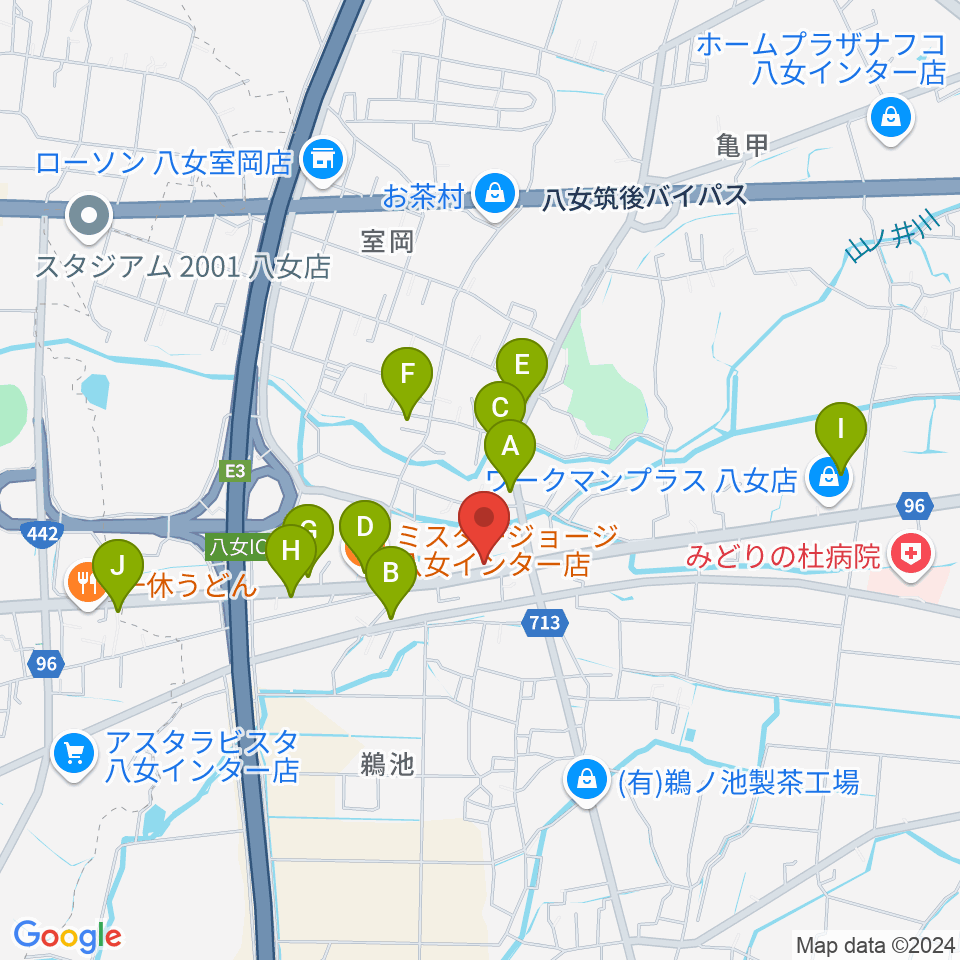 エム田中音楽教室周辺のファミレス・ファーストフード一覧地図