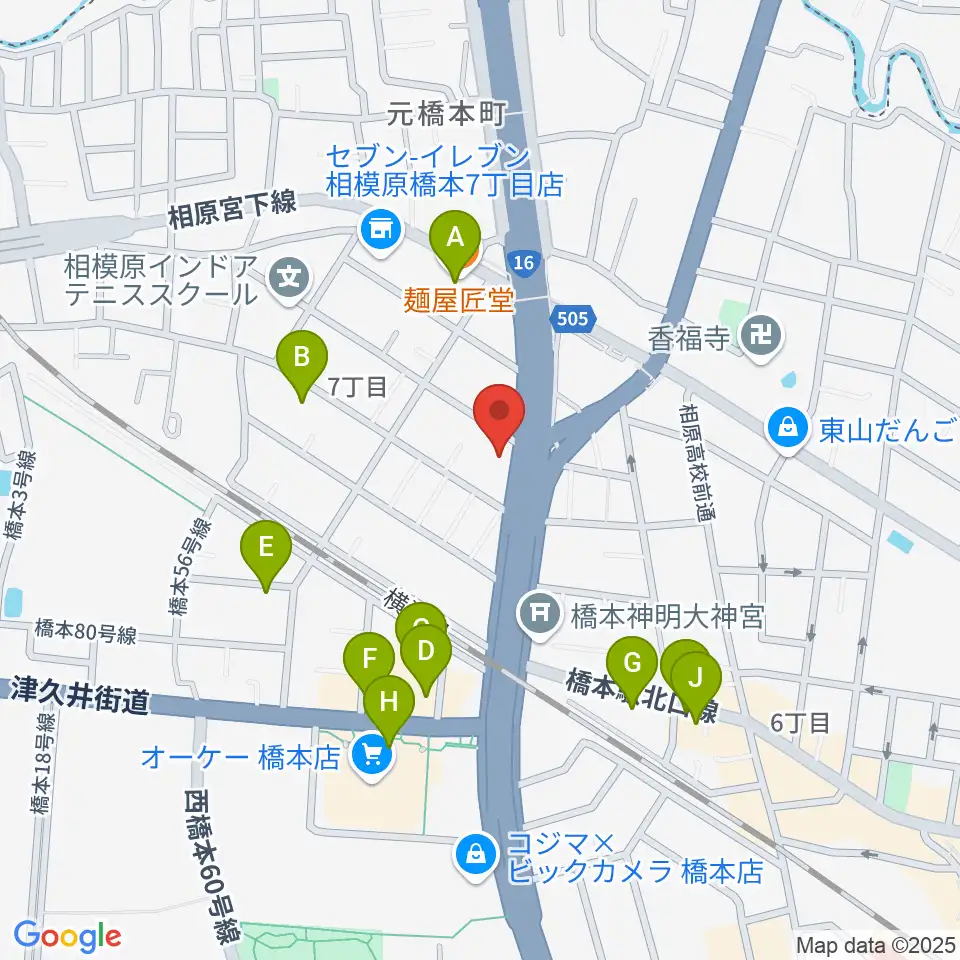 牛久保ピアノ周辺のファミレス・ファーストフード一覧地図