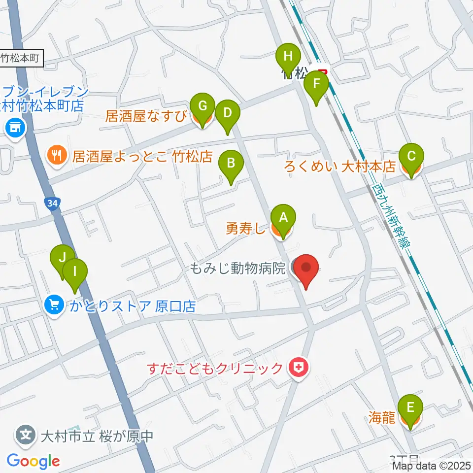 スタヂオギター教室周辺のファミレス・ファーストフード一覧地図