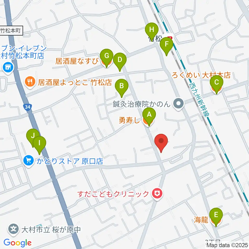 スタヂオギター教室周辺のファミレス・ファーストフード一覧地図