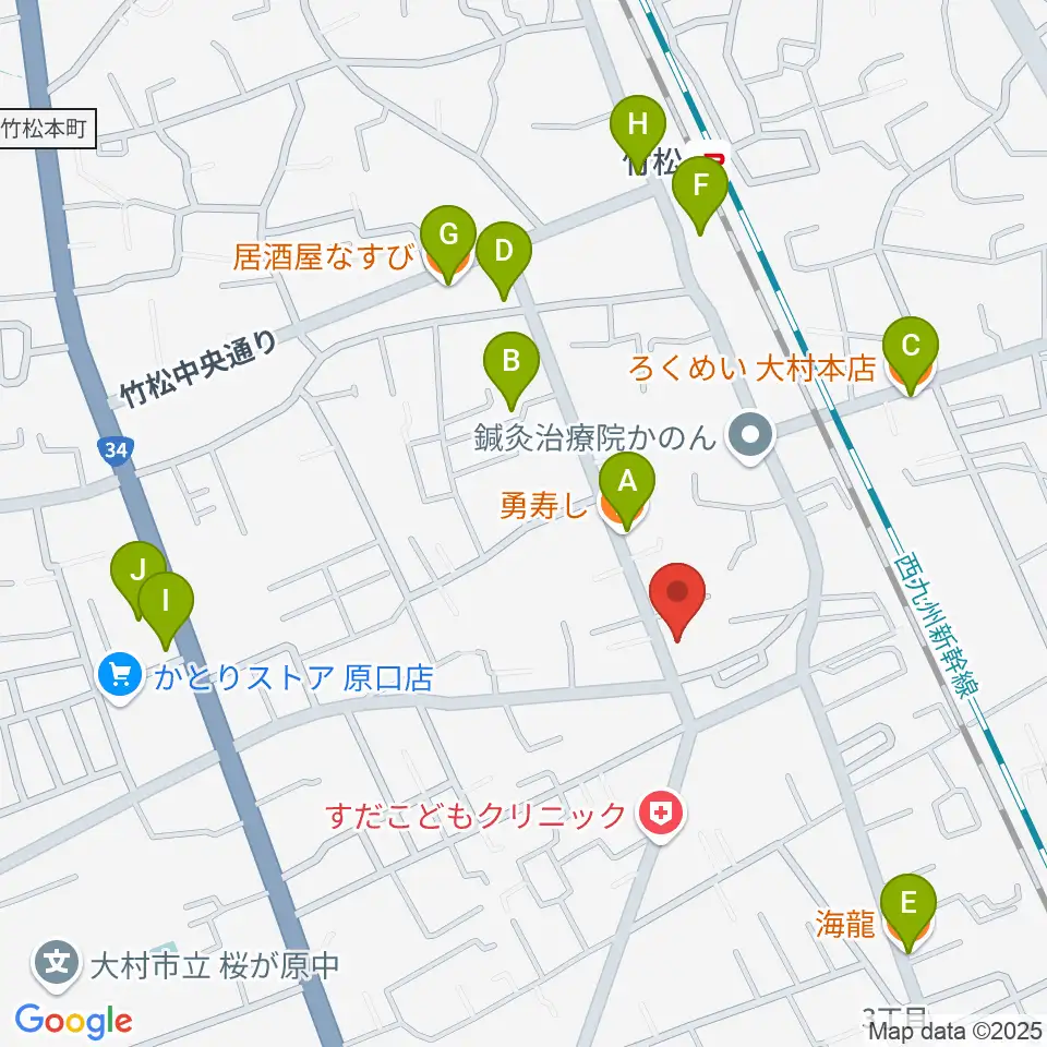スタヂオギター教室周辺のファミレス・ファーストフード一覧地図