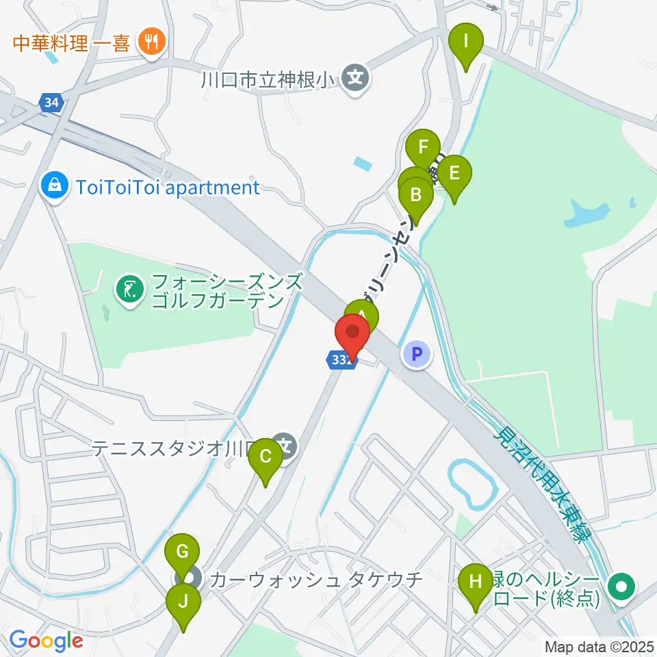 齋藤楽器工房（SAITO GUITARS）周辺のファミレス・ファーストフード一覧地図