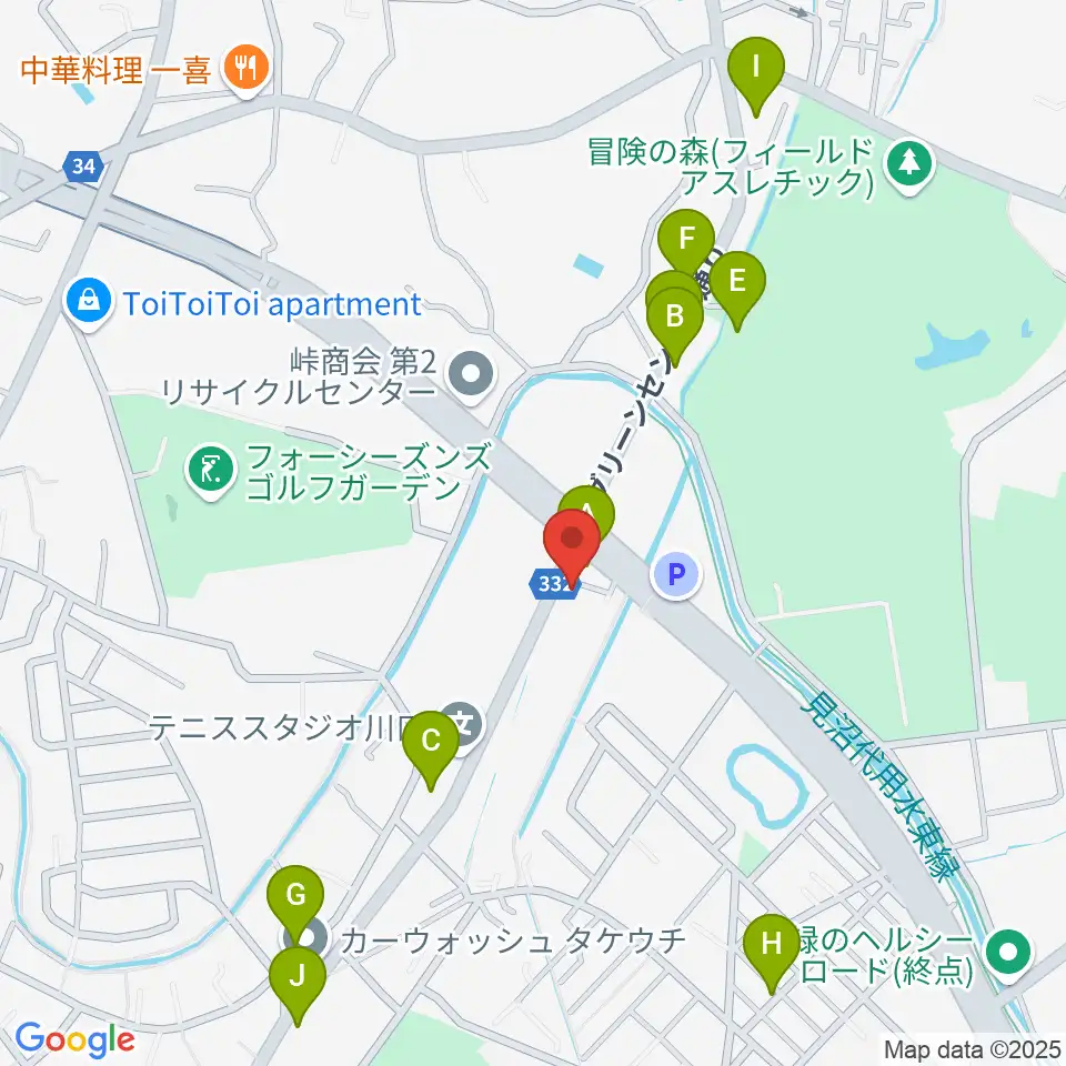 齋藤楽器工房（SAITO GUITARS）周辺のファミレス・ファーストフード一覧地図