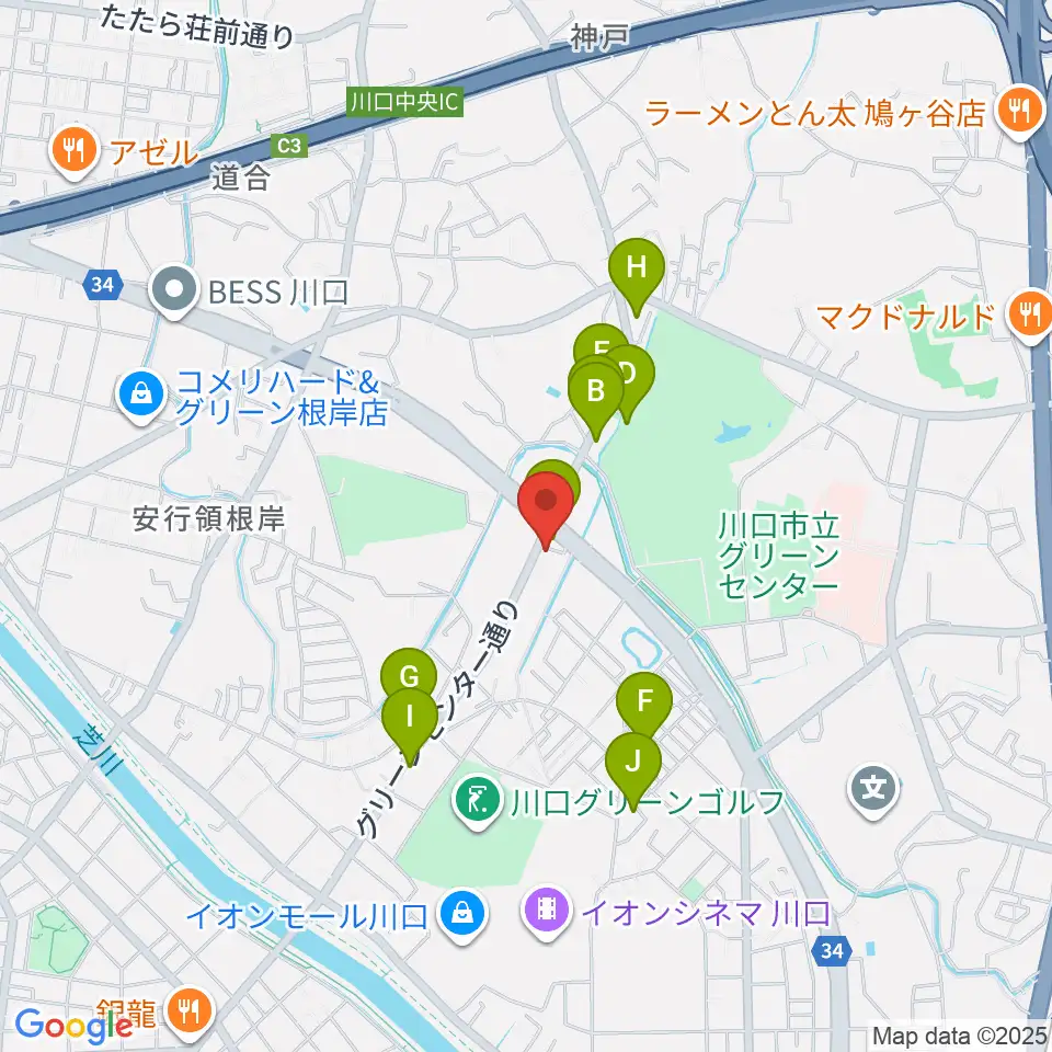 齋藤楽器工房（SAITO GUITARS）周辺のファミレス・ファーストフード一覧地図