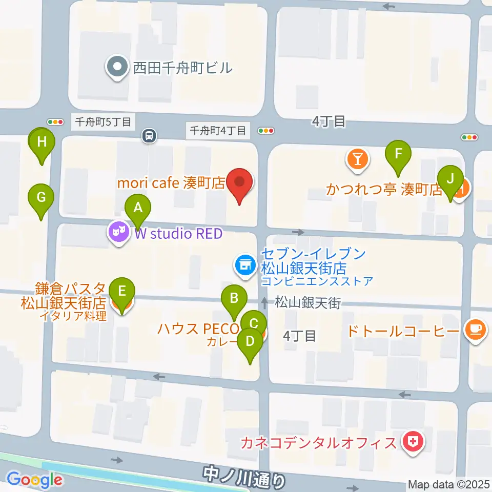 M.D.Tミュージックスクール周辺のファミレス・ファーストフード一覧地図