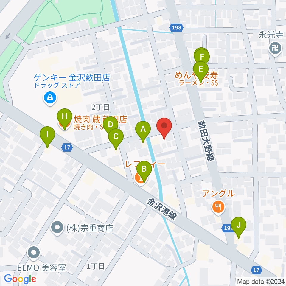 サウンドワーク九里周辺のファミレス・ファーストフード一覧地図