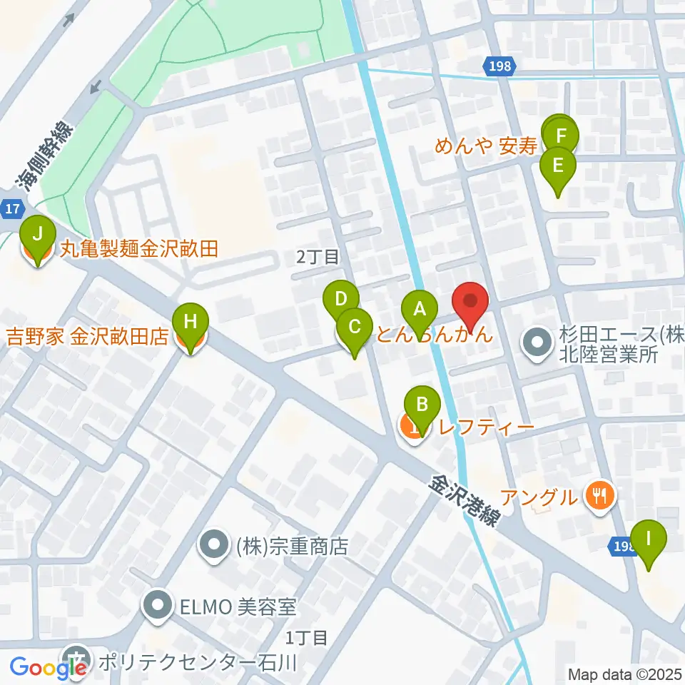サウンドワーク九里周辺のファミレス・ファーストフード一覧地図