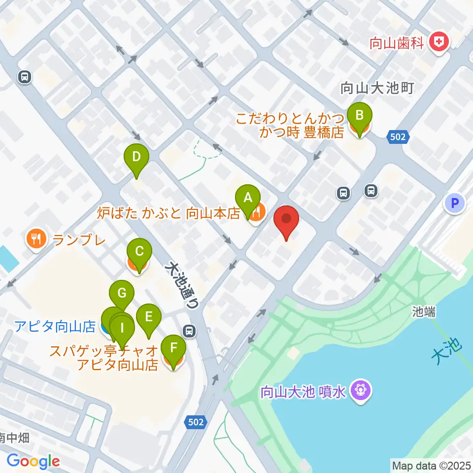 音楽創生ピアノフォルテ周辺のファミレス・ファーストフード一覧地図