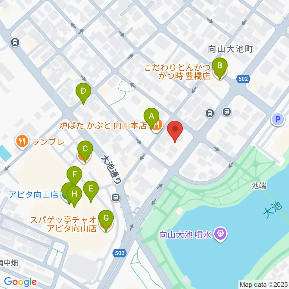 音楽創生ピアノフォルテ周辺のファミレス・ファーストフード一覧地図