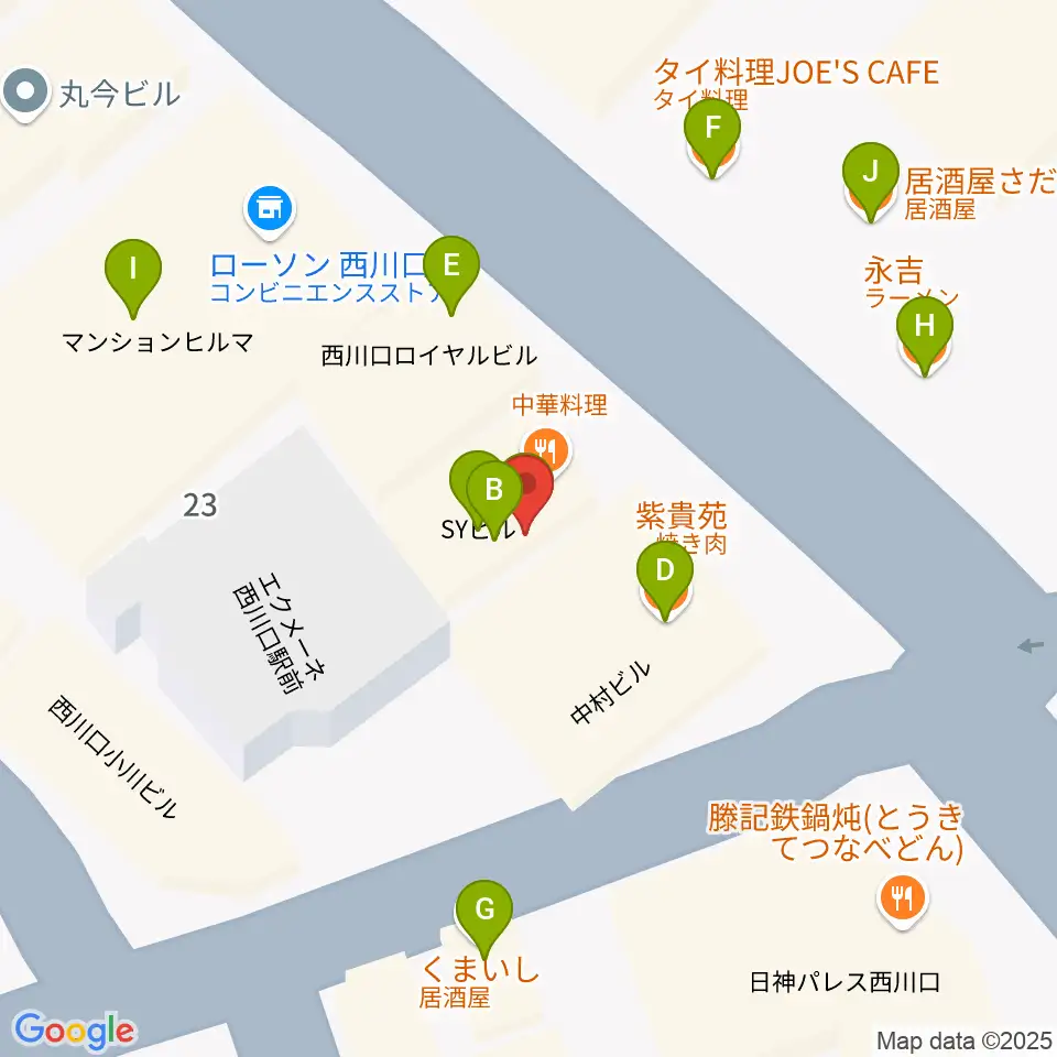 エムズパーカッションラボ周辺のファミレス・ファーストフード一覧地図