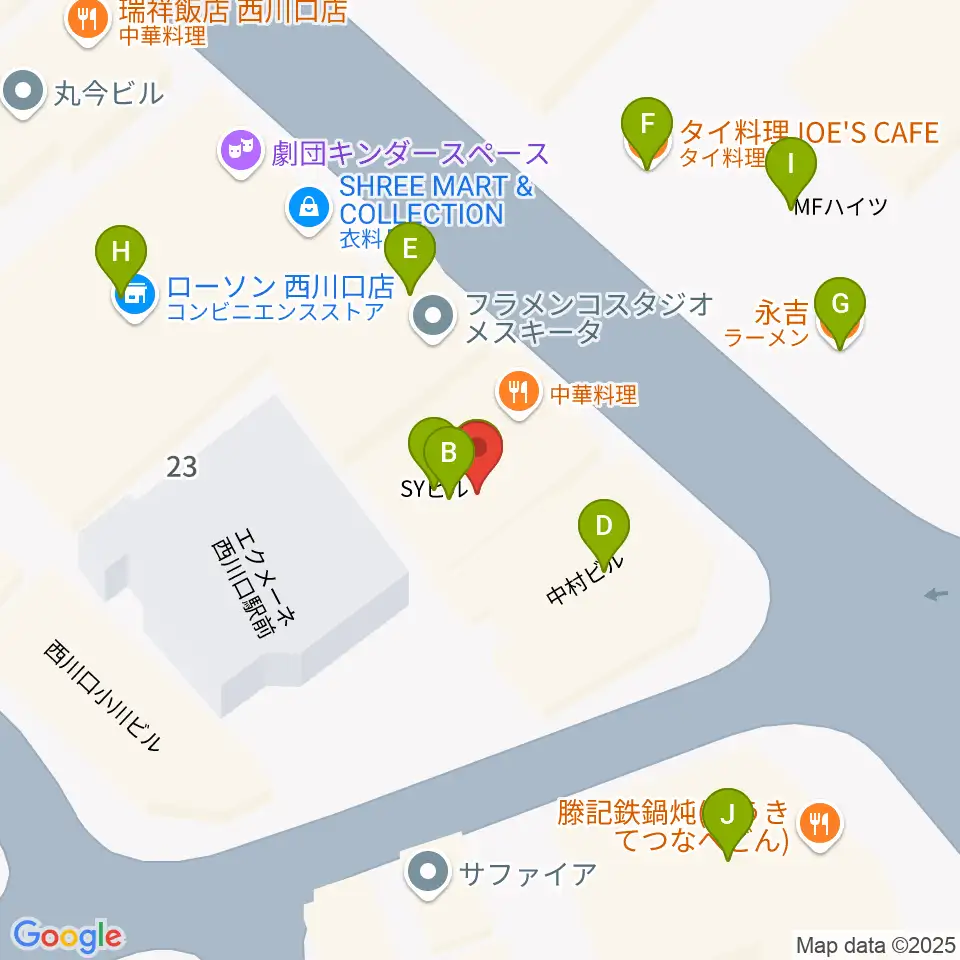 エムズパーカッションラボ周辺のファミレス・ファーストフード一覧地図