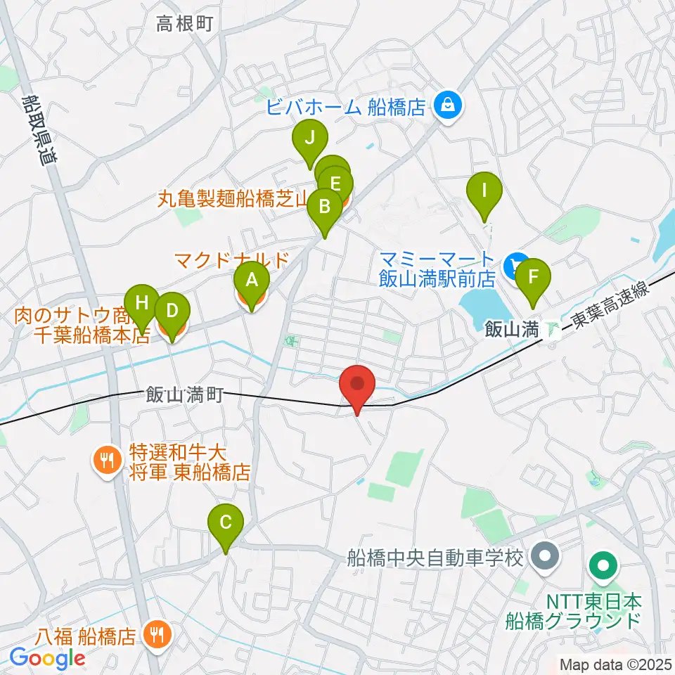 音楽空間SOLA周辺のファミレス・ファーストフード一覧地図