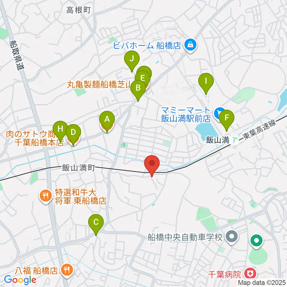 音楽空間SOLA周辺のファミレス・ファーストフード一覧地図