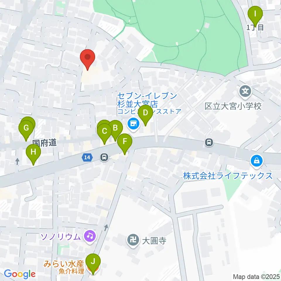 Salon O周辺のファミレス・ファーストフード一覧地図