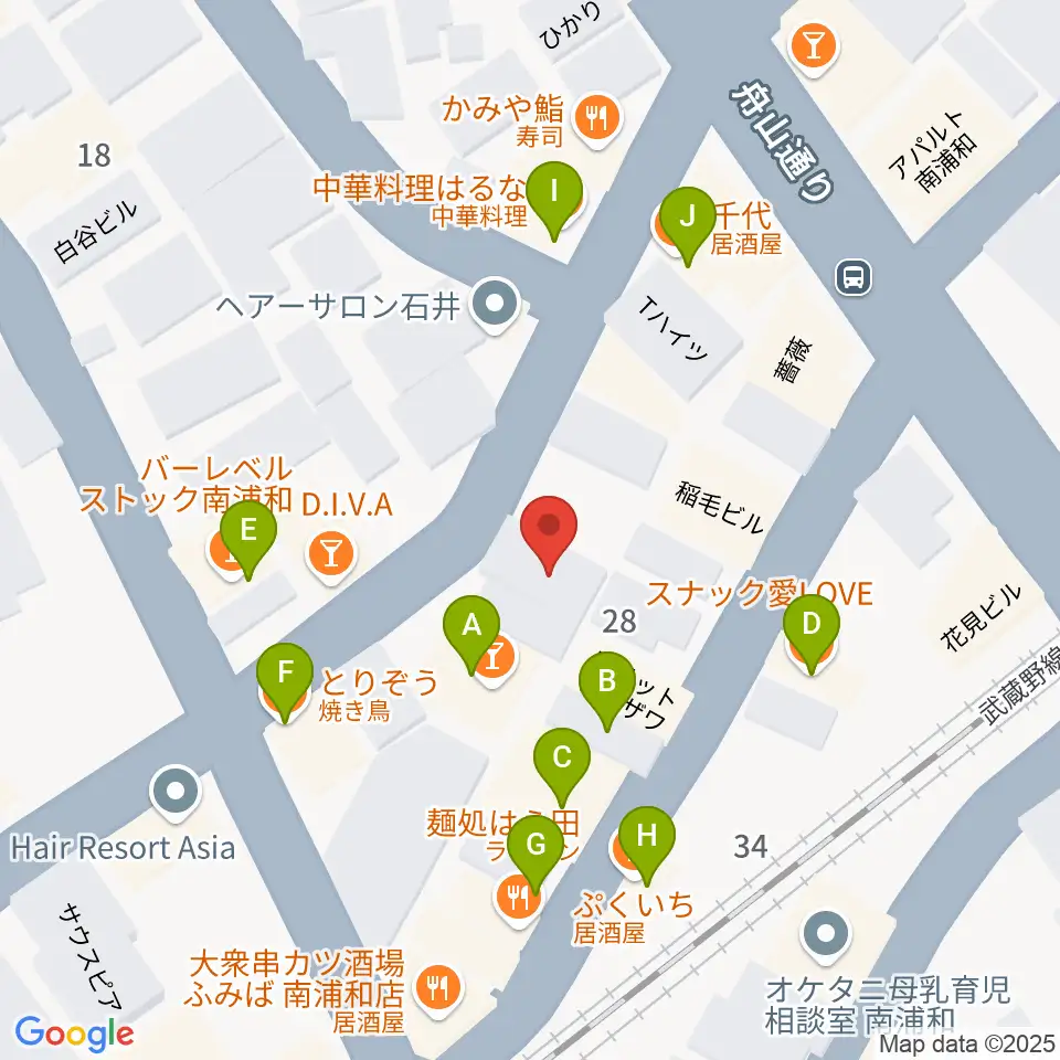 八木音楽教室周辺のファミレス・ファーストフード一覧地図