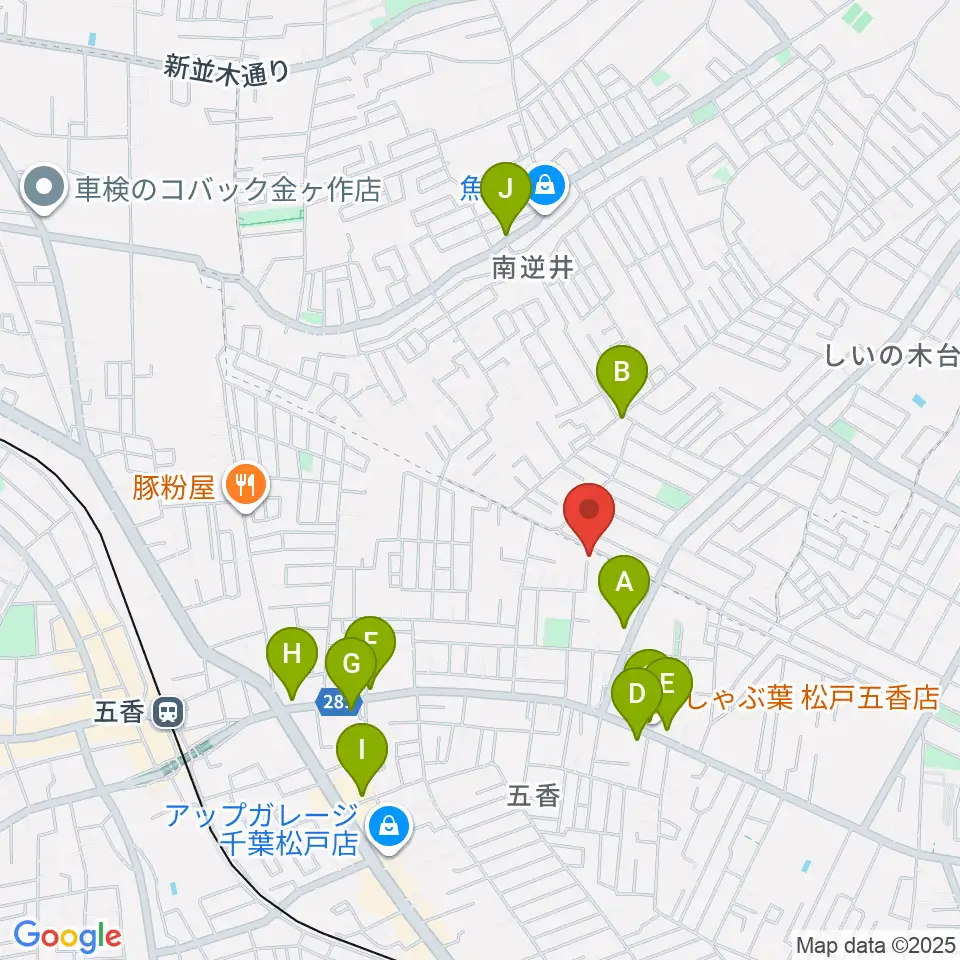 KSK松戸音楽教室周辺のファミレス・ファーストフード一覧地図