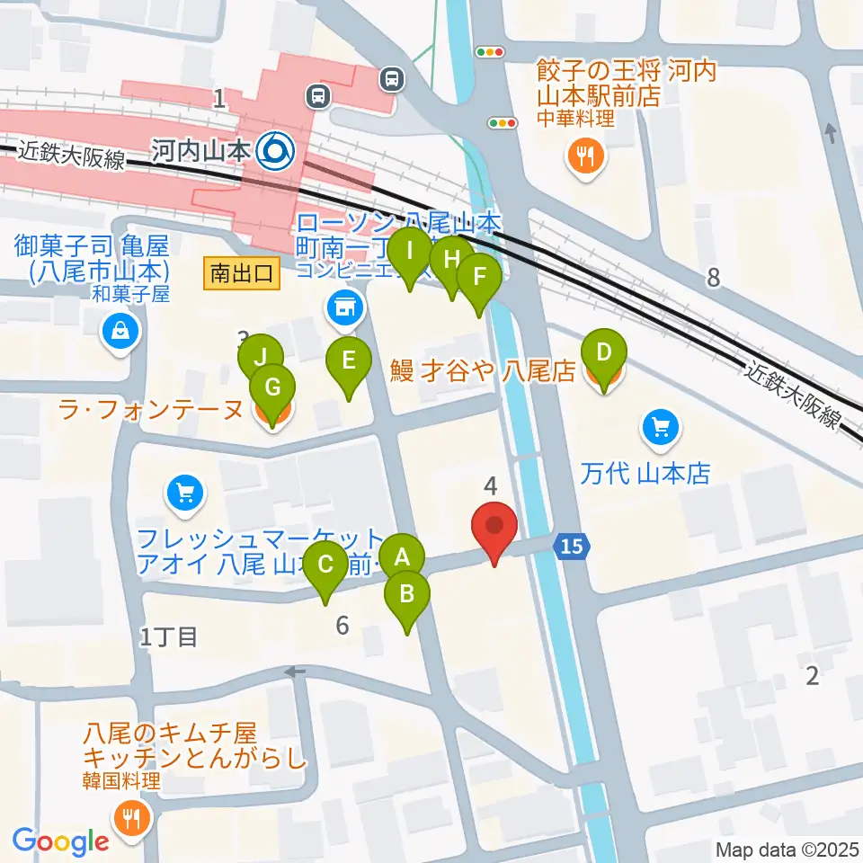 F2おんがく教室周辺のファミレス・ファーストフード一覧地図