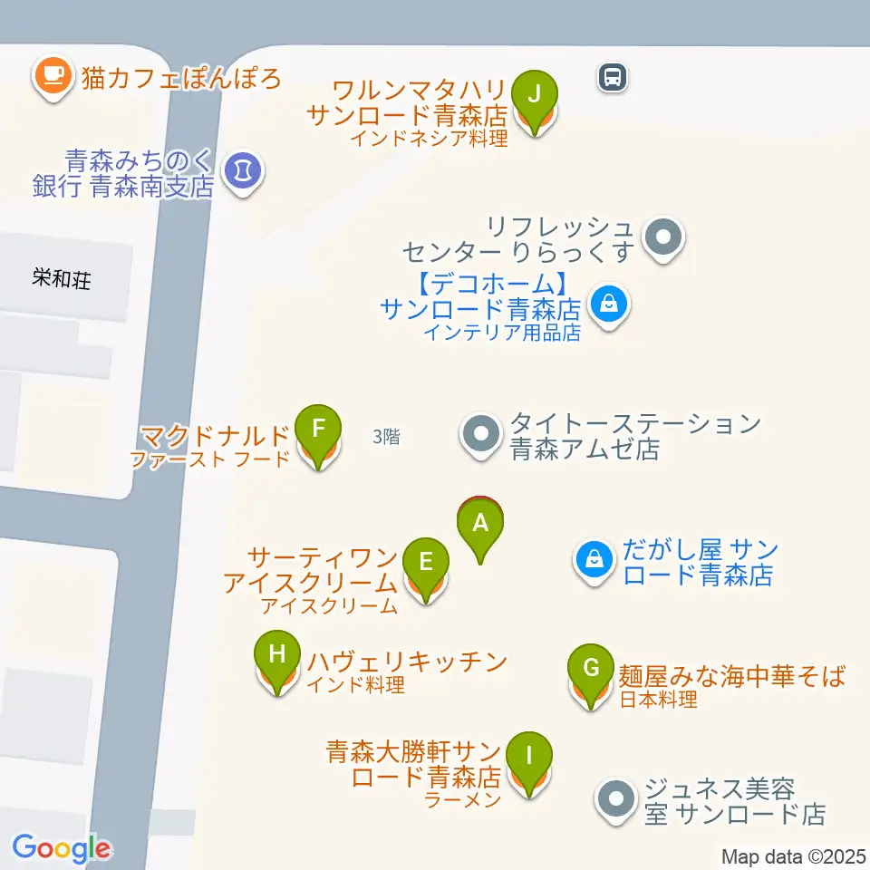 カルチャーセンターRAB学苑周辺のファミレス・ファーストフード一覧地図
