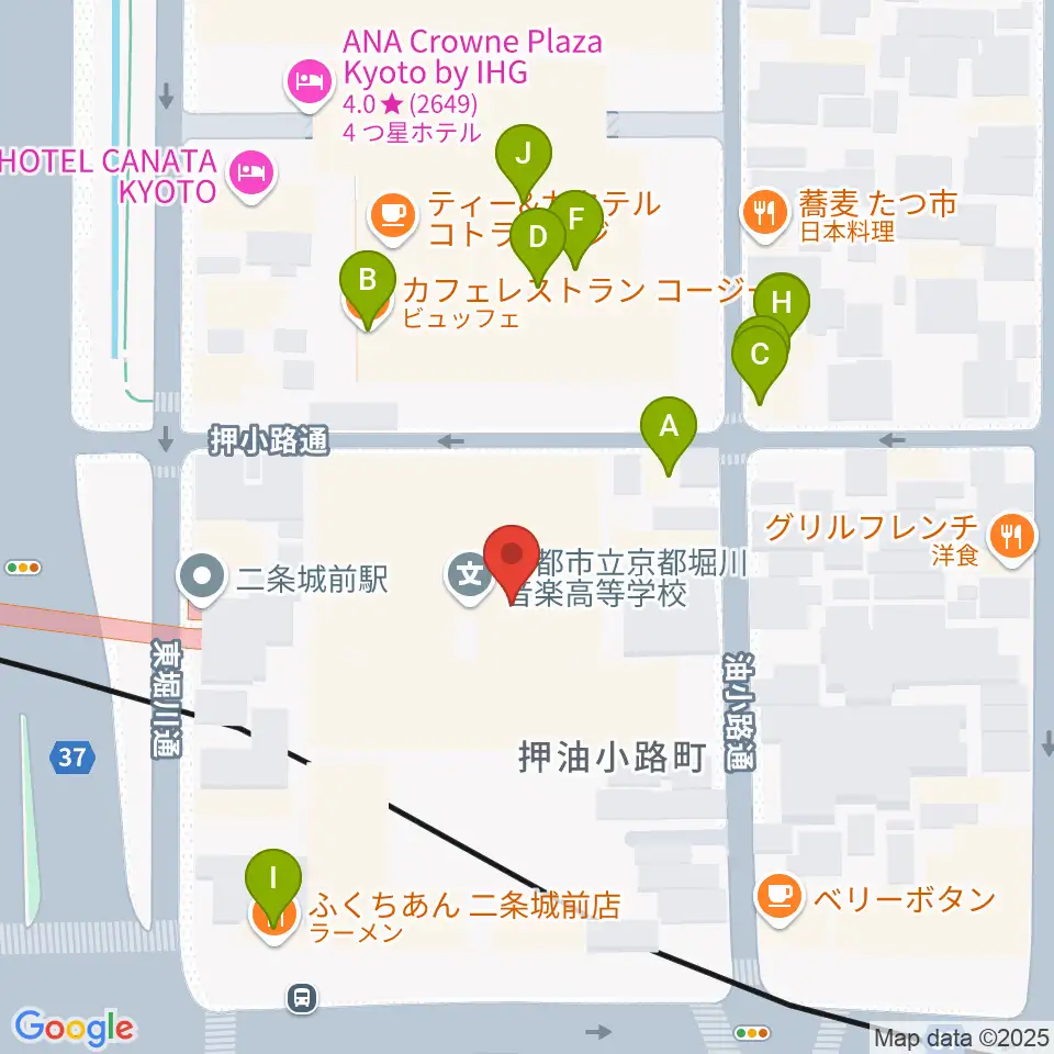 京都子どもの音楽教室周辺のファミレス・ファーストフード一覧地図