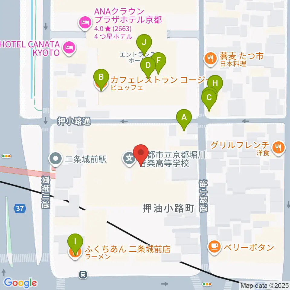 京都子どもの音楽教室周辺のファミレス・ファーストフード一覧地図