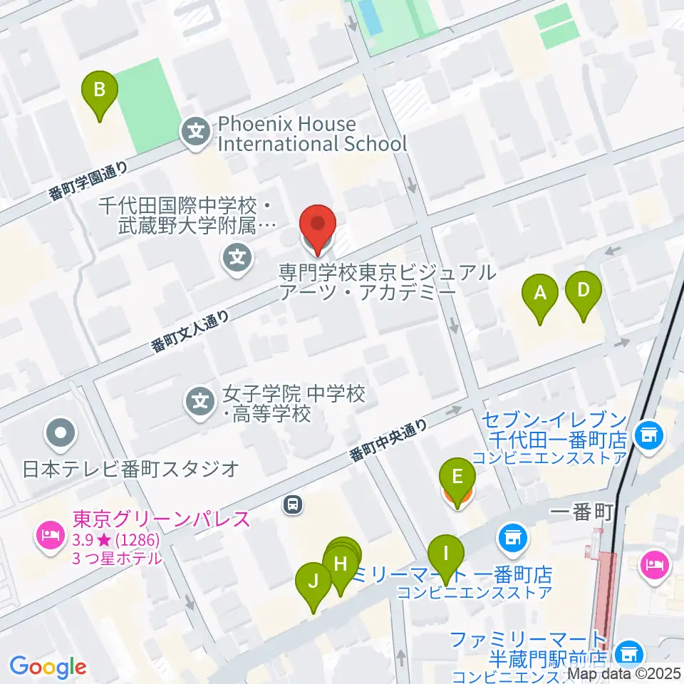 東京ビジュアルアーツ周辺のファミレス・ファーストフード一覧地図