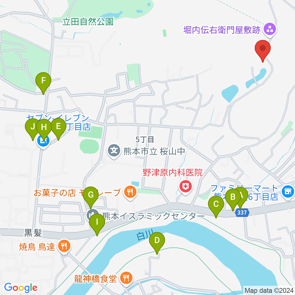 Sonare 森のピアノ教室周辺のファミレス・ファーストフード一覧地図