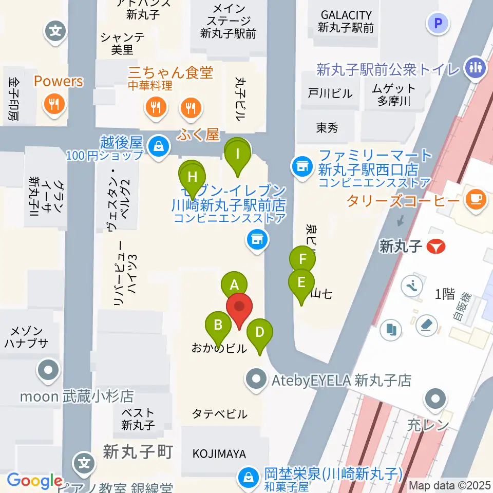 ルナハープ教室周辺のファミレス・ファーストフード一覧地図