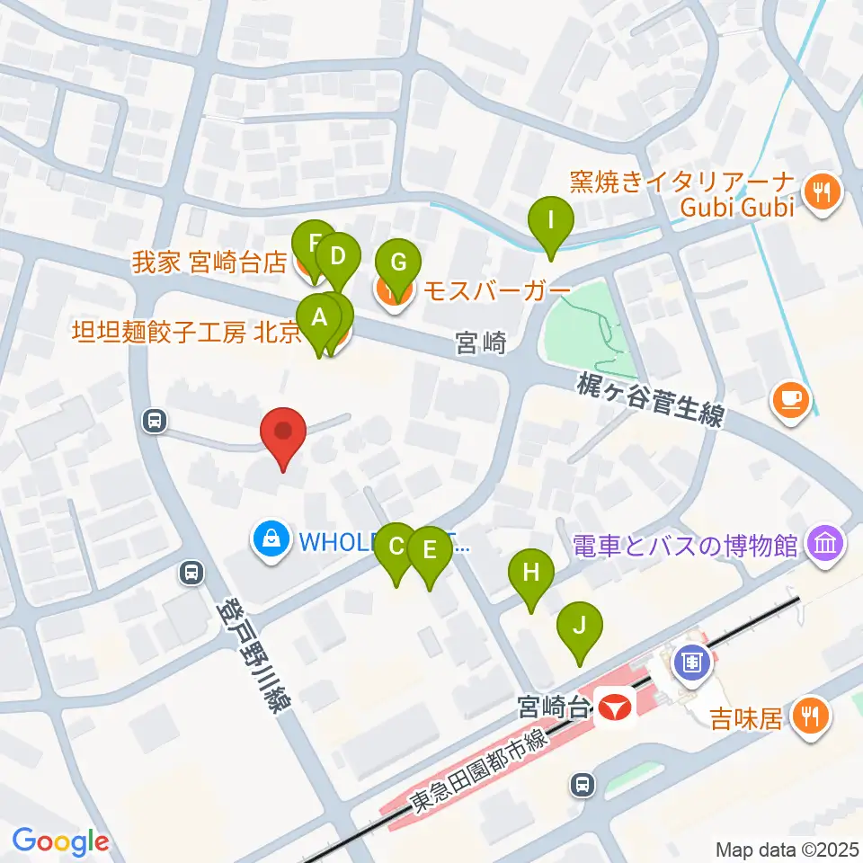 音楽教室ミューゼ周辺のファミレス・ファーストフード一覧地図