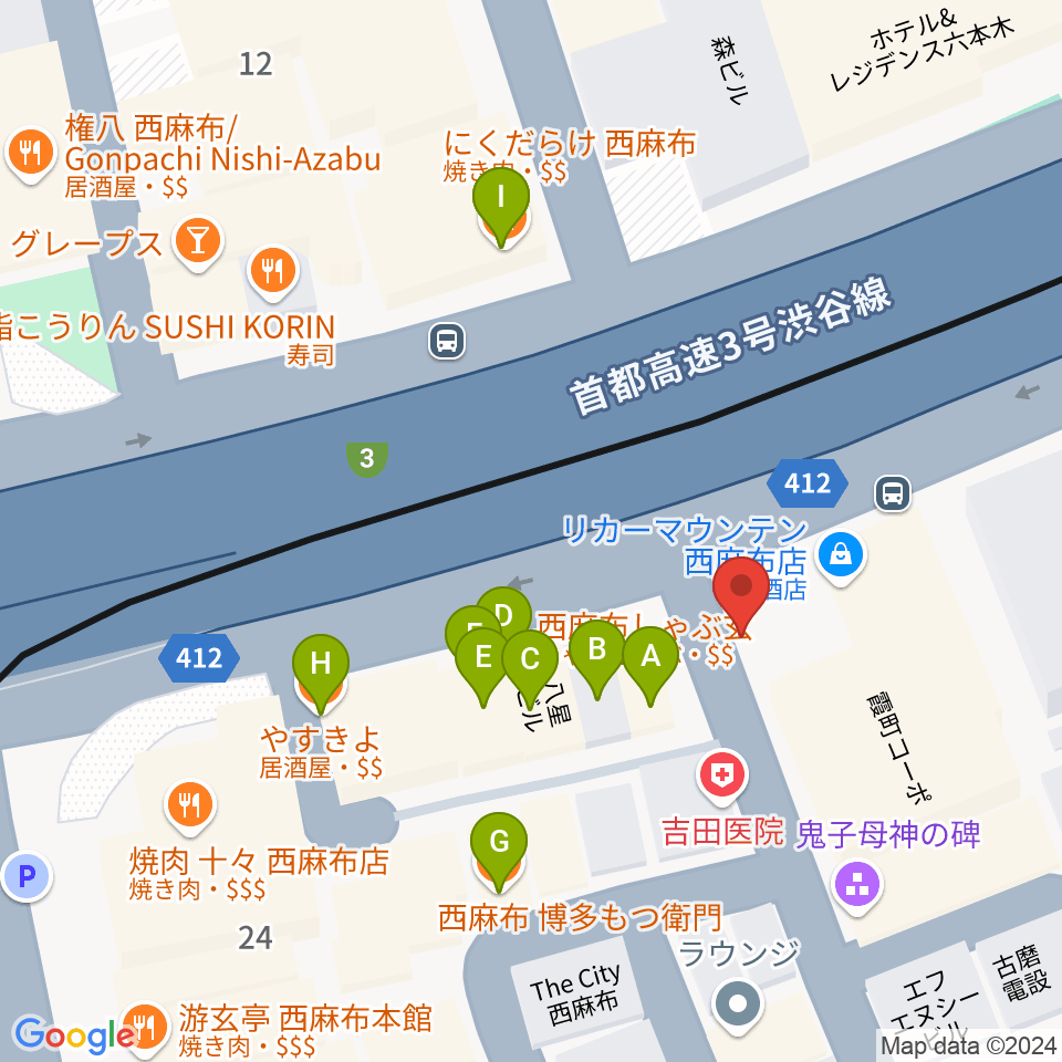 千藤三味線学院周辺のファミレス・ファーストフード一覧地図