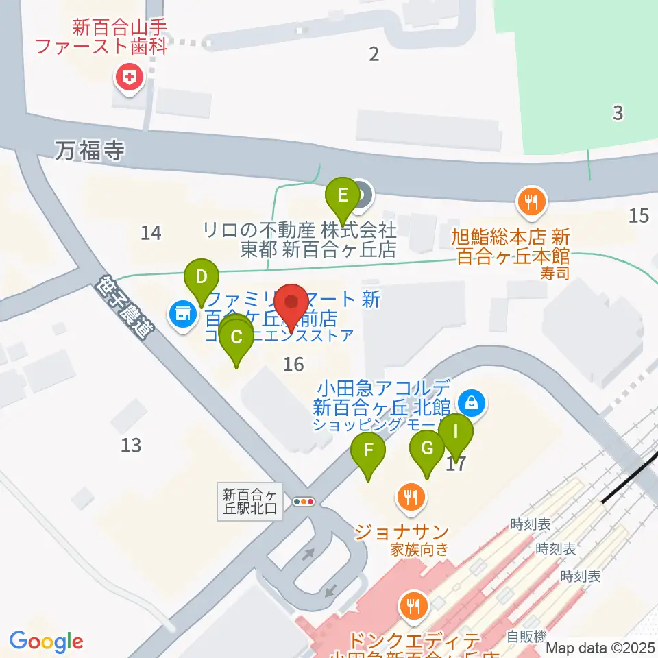 昭和音楽大学附属音楽・バレエ教室 新百合ヶ丘校周辺のファミレス・ファーストフード一覧地図