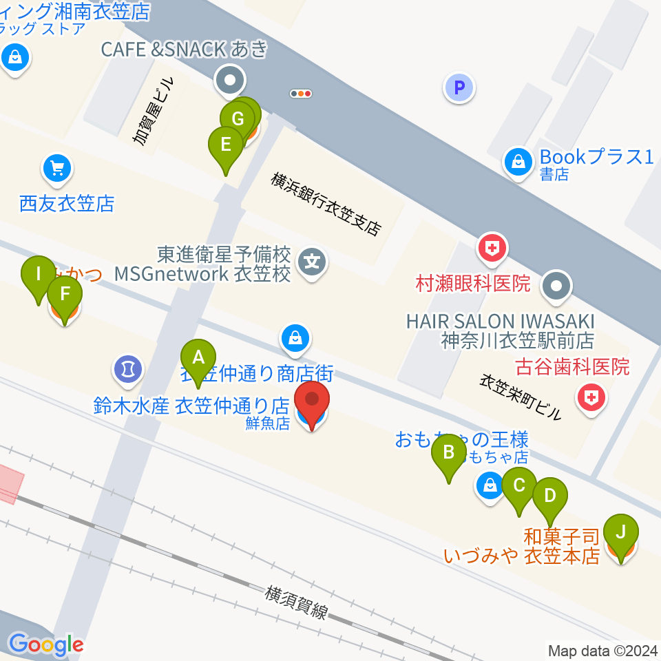 石田音楽院周辺のファミレス・ファーストフード一覧地図