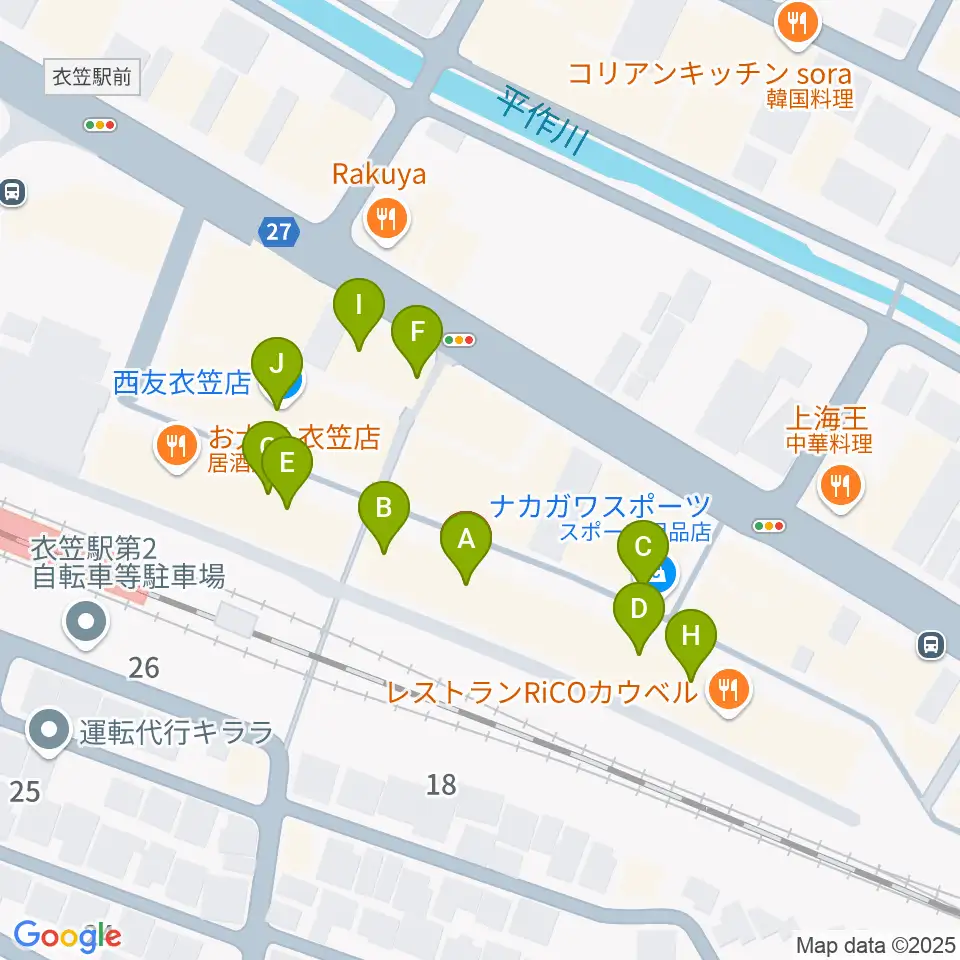 石田音楽院周辺のファミレス・ファーストフード一覧地図