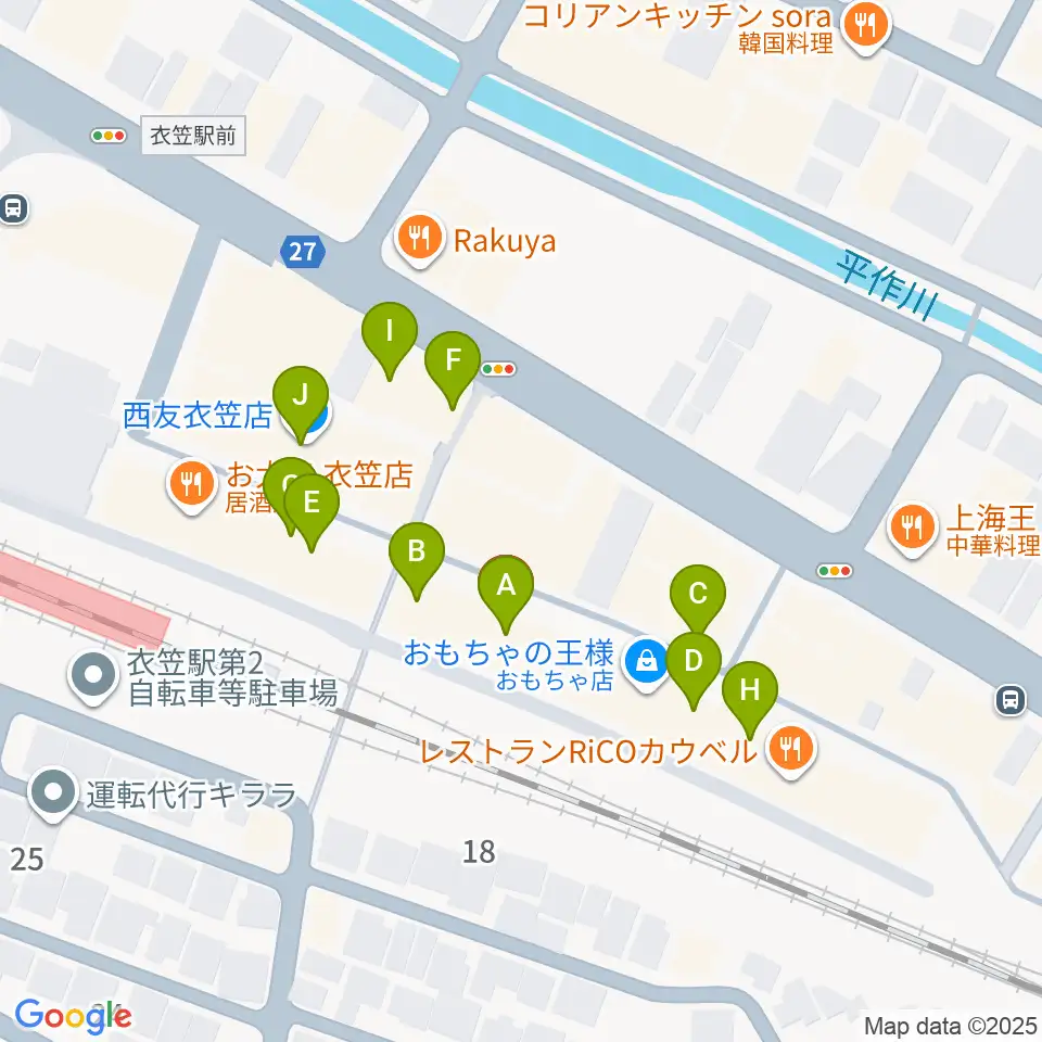 石田音楽院周辺のファミレス・ファーストフード一覧地図