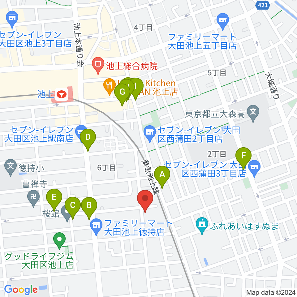 楽器レンタルNAF周辺のファミレス・ファーストフード一覧地図