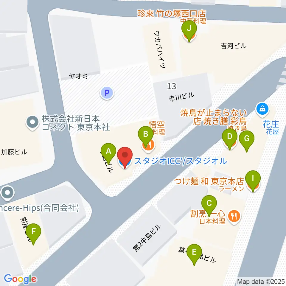 竹ノ塚STUDIO ICC周辺のファミレス・ファーストフード一覧地図