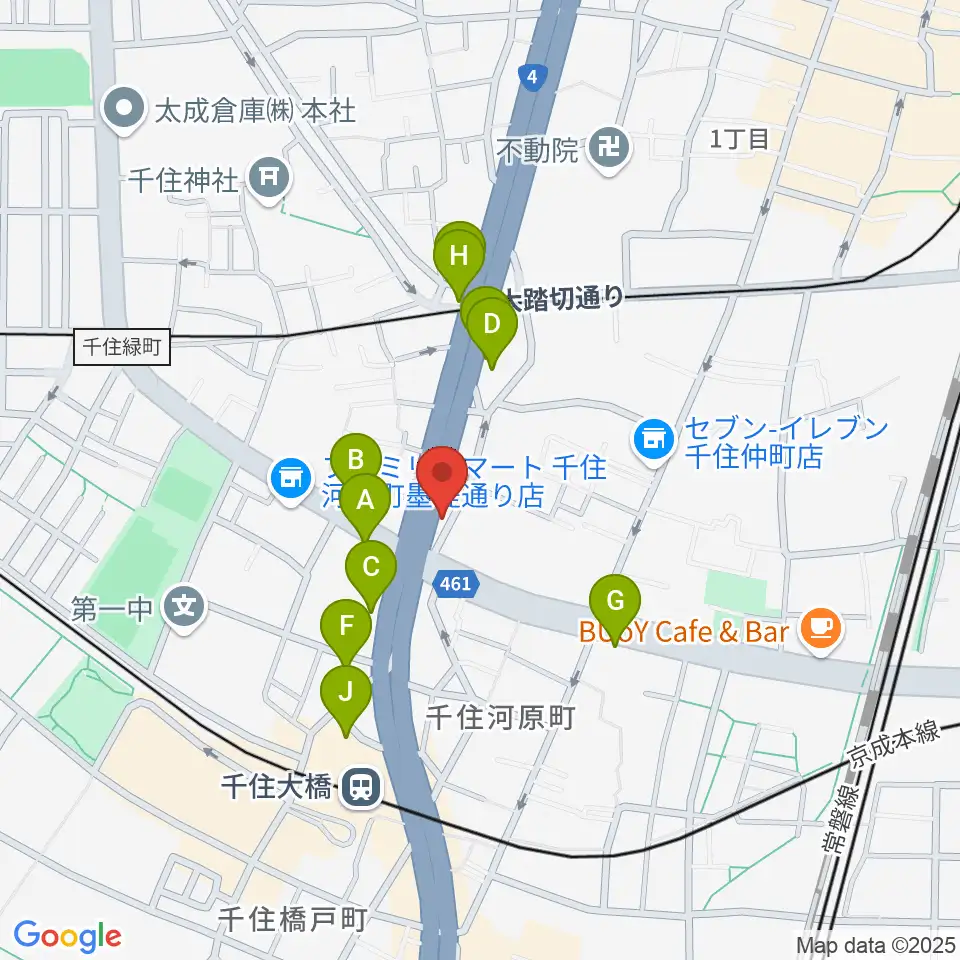 Gスクエア周辺のファミレス・ファーストフード一覧地図